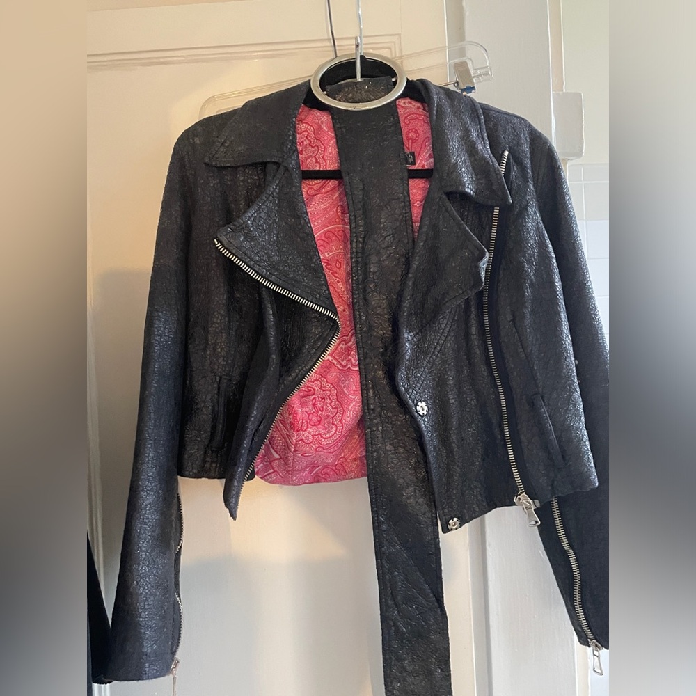 Dolce & Gabbana Faux Leather Cropped Jacket